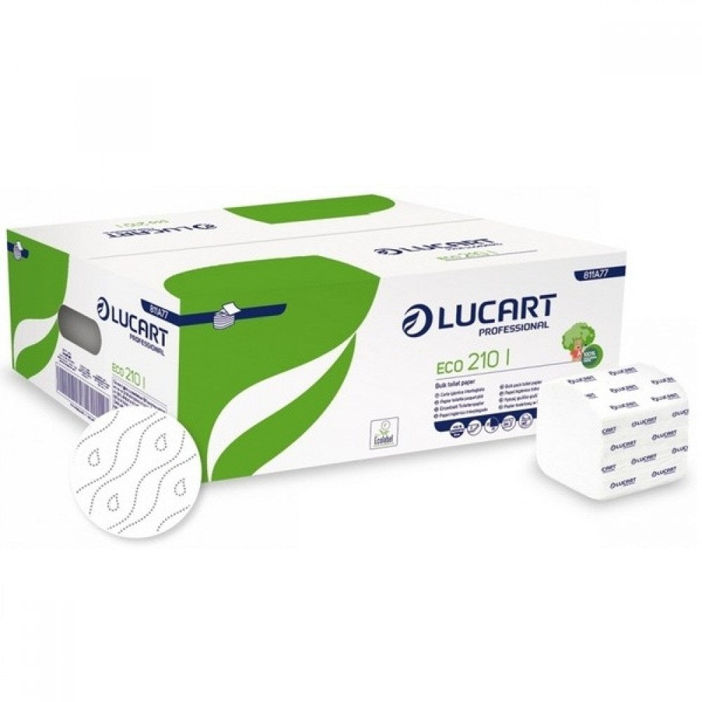 Toalettpapír 2 rétegű hajtogatott 210 lap/csomag 40 cs/karton Eco 210 I Bulk Pack Lucart_811A77 fehér kép