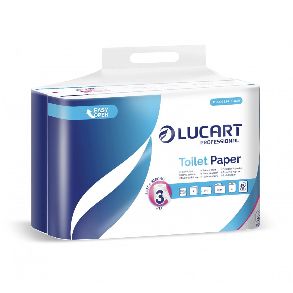 Toalettpapír 3 rétegű 140 lap/tekercs 100 % cellulóz hófehér 24 tekercs/csomag 3.24 Strong Lucart_811C78P kép