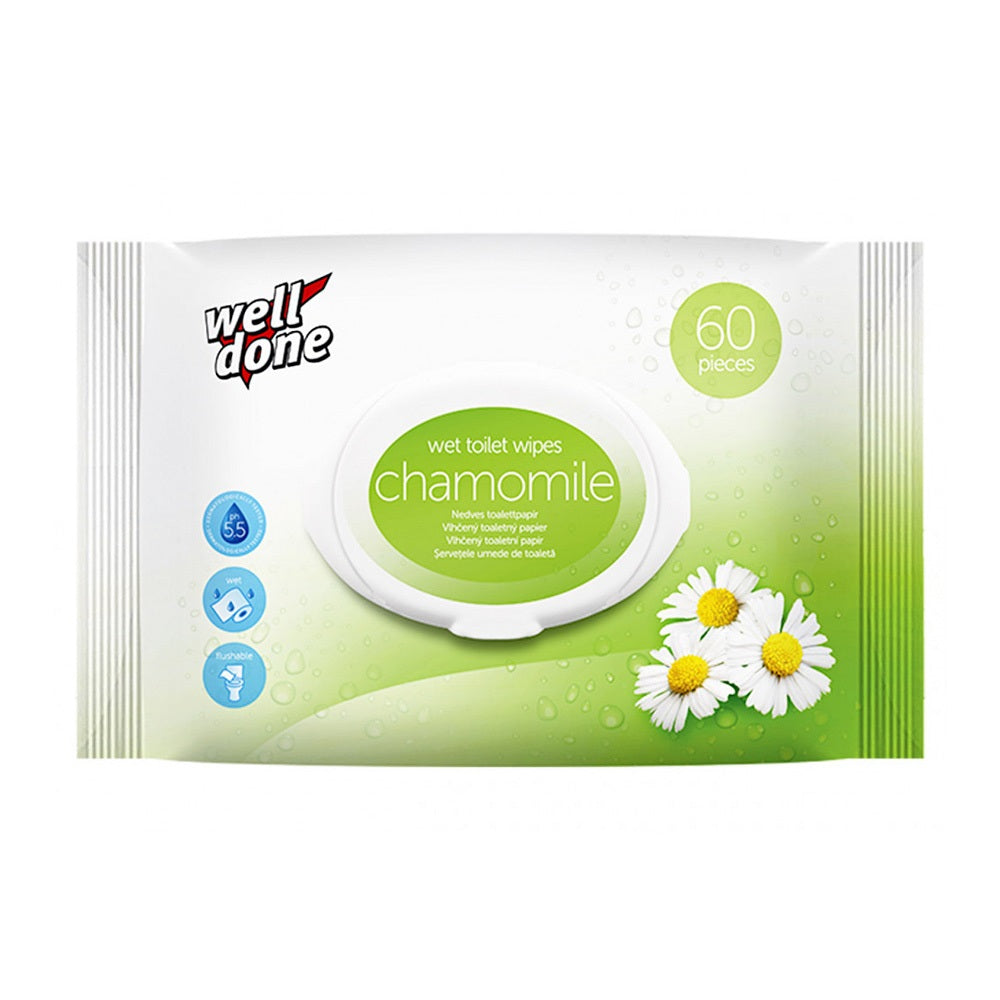 Toalettpapír nedves 60 lap/csomag Well Done Chamomile kép