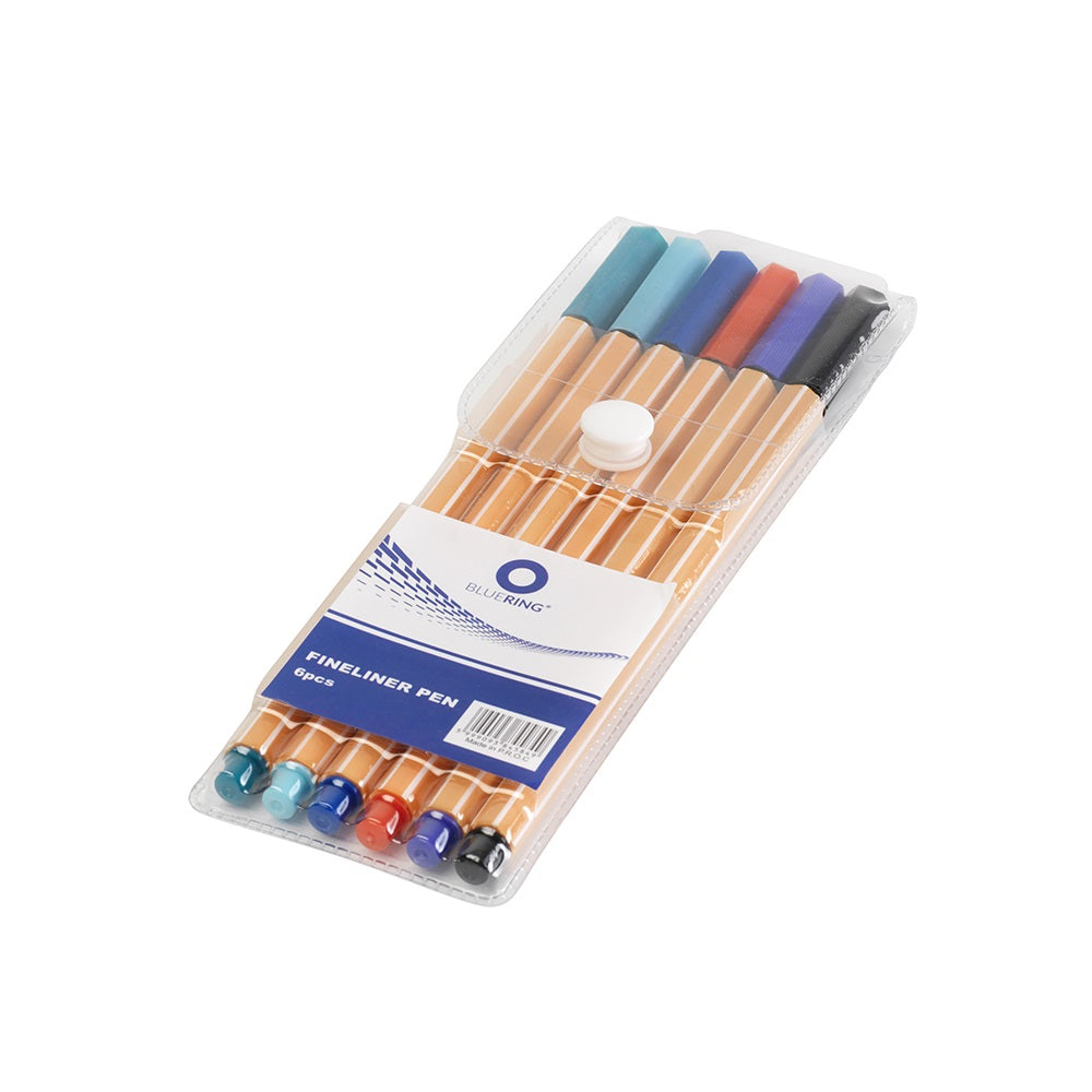 Rostirón, tűfilc vízbázisú készlet, 0,4mm, hatszögletű Bluering® 6 klf. szín kép