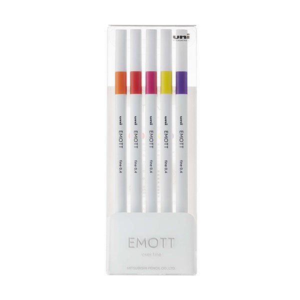 Tűfilc UNI EMOTT 5 darabos 0,4mm (narancs, cinóber, pink, citromsárga, fukszia)