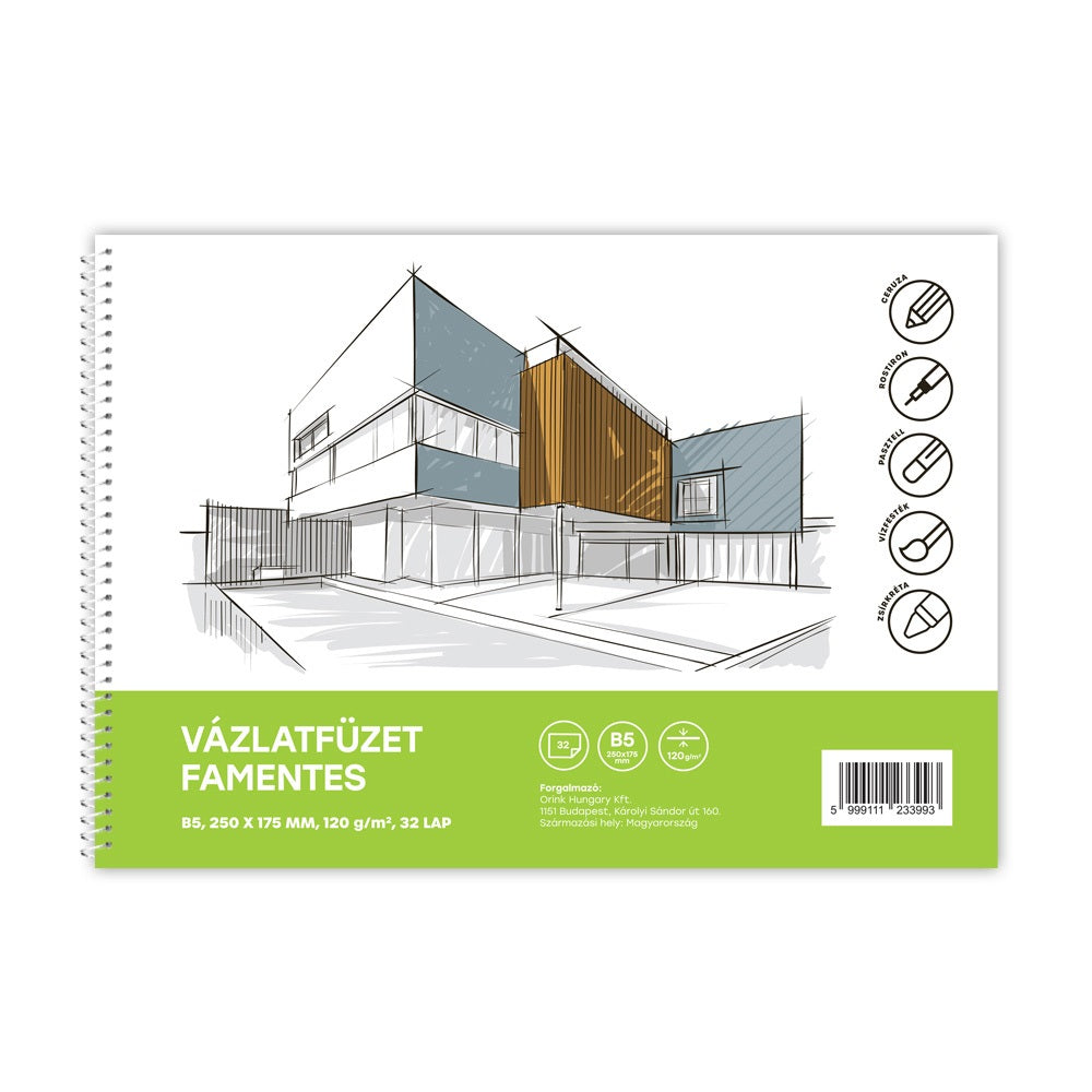 Vázlatfüzet FAMENTES B/5 32 lap 120gr. Bluering kép