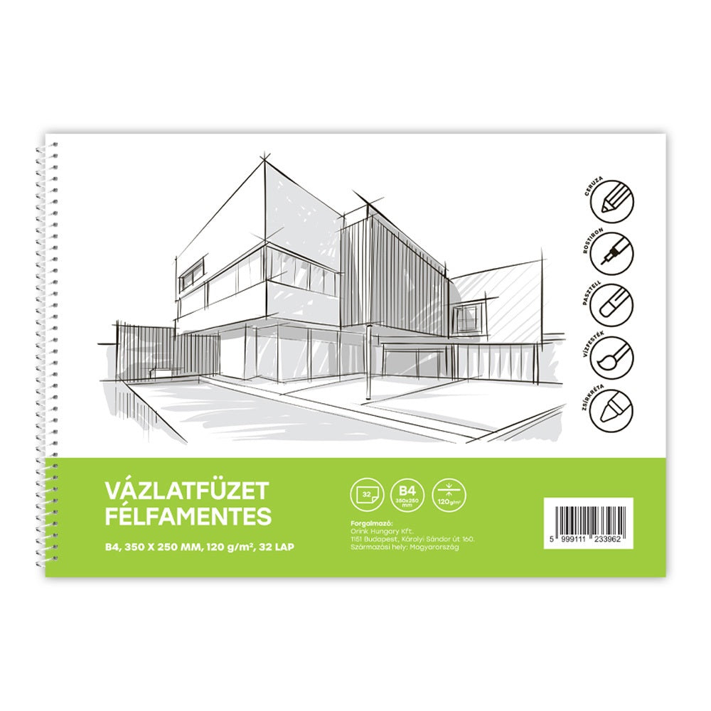 Vázlatfüzet FÉLFAMENTES B/4 32 lap 120gr. Bluering kép