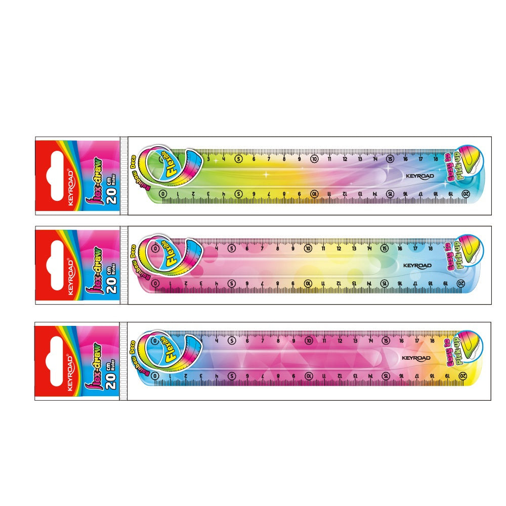 Vonalzó 20 cm, flexibilis Keyroad Flex Draw színátmenetes kép