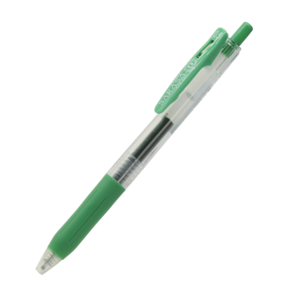 Zseléstoll 0,5mm, zöld test, Zebra Sarasa Clip, írásszín zöld kép