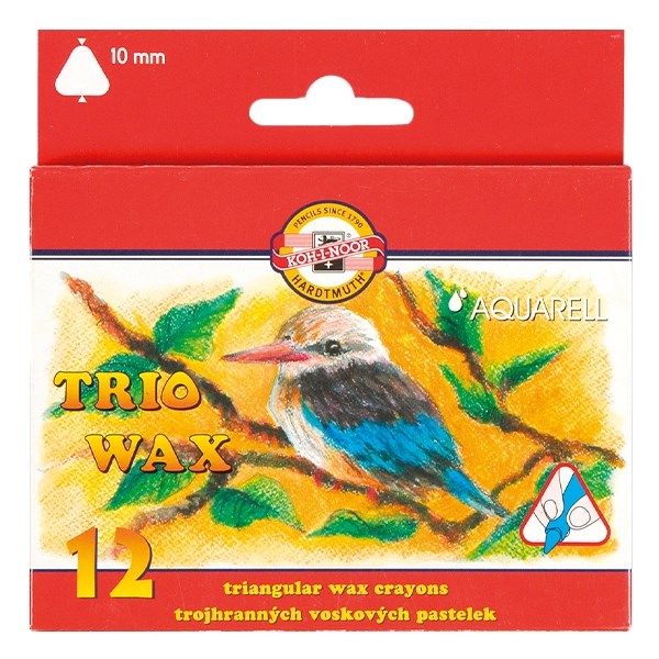 Viaszkréta KOH-I-NOOR háromszögletű aquarell 12-es készlet 10 mm kép