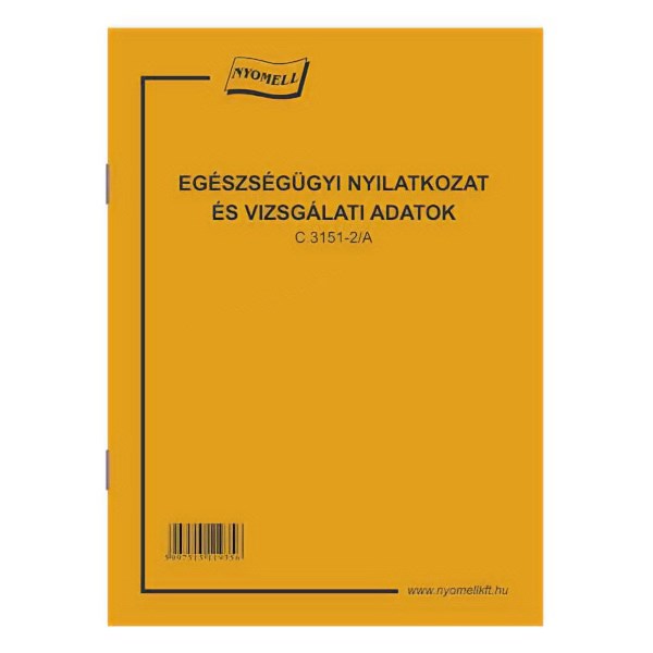 Nyomtatvány egészségügyi nyilatkozat és vizsgálati adatok NYOMELL kép