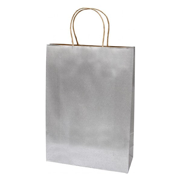 Dísztasak CREATIVE Classic Simple XL 31x42x11 cm kraft egyszínű ezüst sodort füles kép