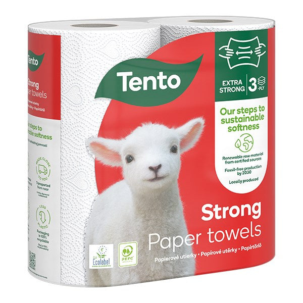 Kéztörlő tekercses háztartási TENTO Strong 2 tekercses 3 rétegű kép