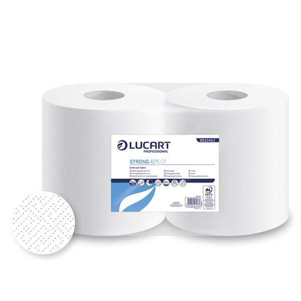 Kéztörlő tekercses ipari LUCART Strong 675CF 25 cm átmérő 675 lap fehér 2 rétegű 852343J kép