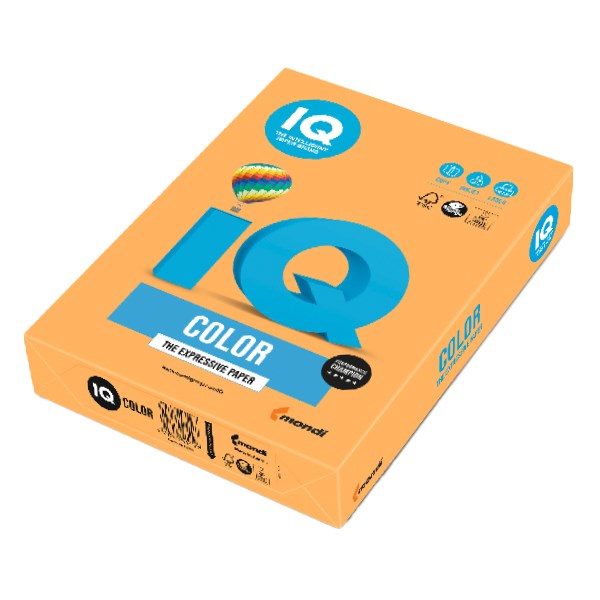 Fénymásolópapír színes IQ Color A/3 80 gr neon narancssárga NEOOR 500 ív/csomag kép