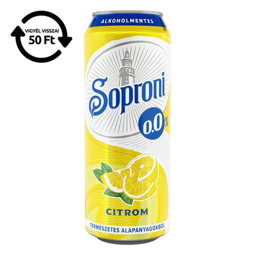 Alkoholmentes sör SOPRONI citrom 0,0% 500 ml DRS kép