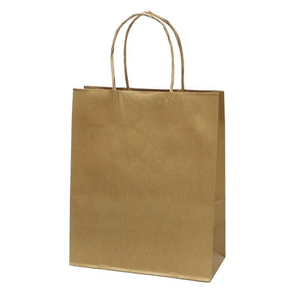 Dísztasak CREATIVE Classic Simple M 22x25x10 cm kraft egyszínű arany sodort füles kép