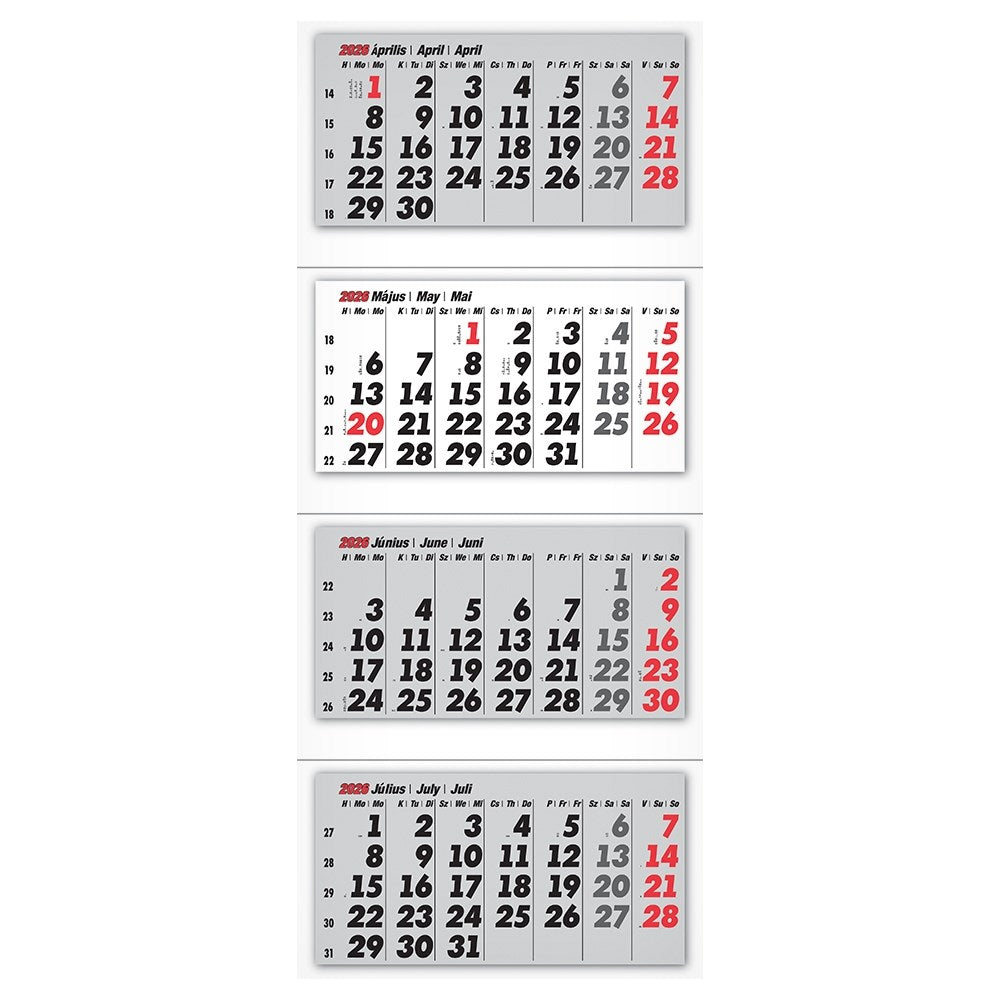 Speditőrnaptár REALSYSTEM 4 tömbös 4 havi üres fejrész 2026. kép