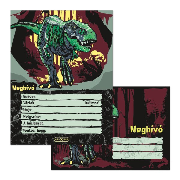 Partimeghívó ARS UNA 10 ív+10 db boríték T-Rex kép