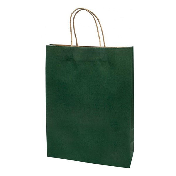 Dísztasak CREATIVE Classic Simple XL 31x42x11 cm kraft egyszínű sötétzöld sodort füles kép