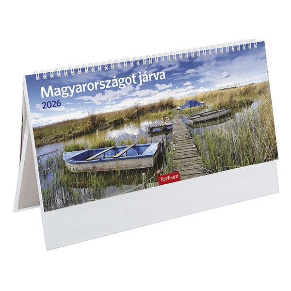 Asztali naptár képes TOPTIMER T056 álló fehér lapos Magyarországot járva fehér papír táblás 2026. kép