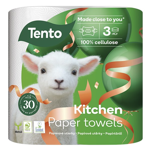 Kéztörlő tekercses háztartási TENTO Kitchen 2 tekercses 3 rétegű kép