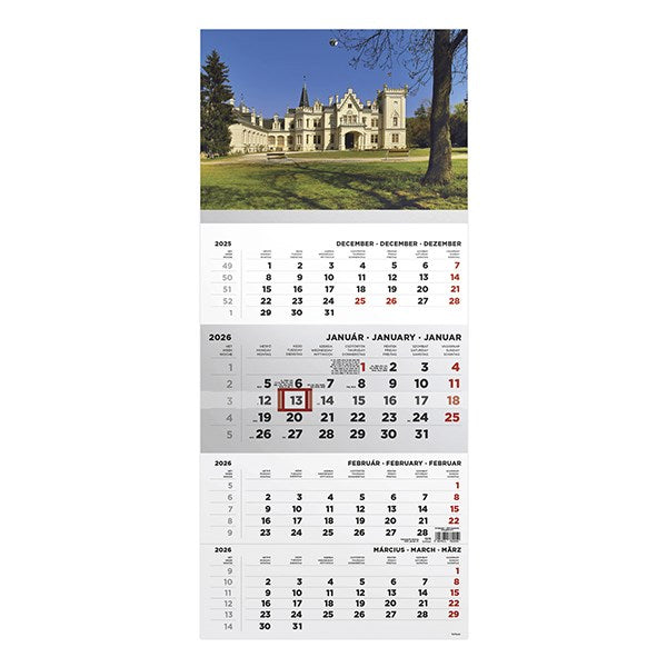 Speditőrnaptár TOPTIMER T079 1 tömbös 4 havi Kastély 2026. kép