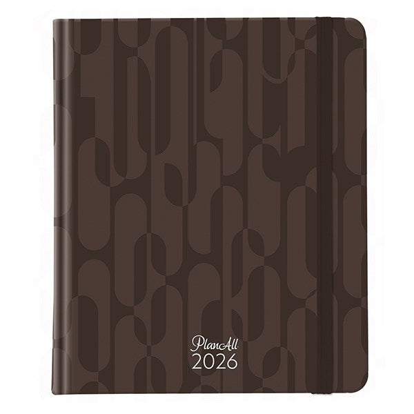 Határidőnapló PLANALL New Classic B/5 heti keményfedelű gumis Brown 2026. kép