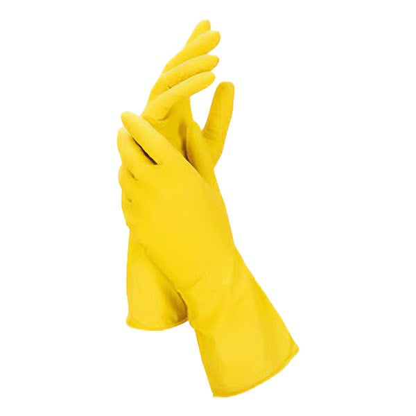 Gumikesztyű háztartási sárga latex M 7-8 kép