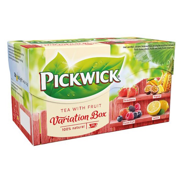 Gyümölcstea PICKWICK Fruit Fusion piros variációk eper-trópusi gyümölcs-erdei-citrom 20 filter/doboz kép
