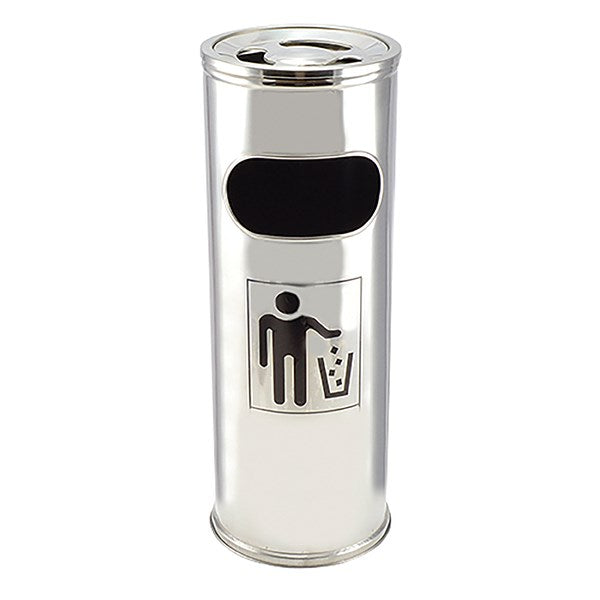 Szemetes hamutartóval kültéri fém inox 25x58cm kép