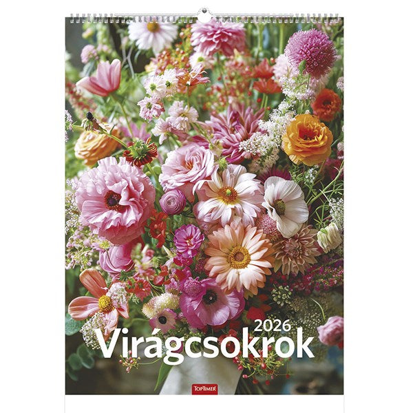 Falinaptár TOPTIMER T093 310x420mm álló Virágcsokrok 2026. kép