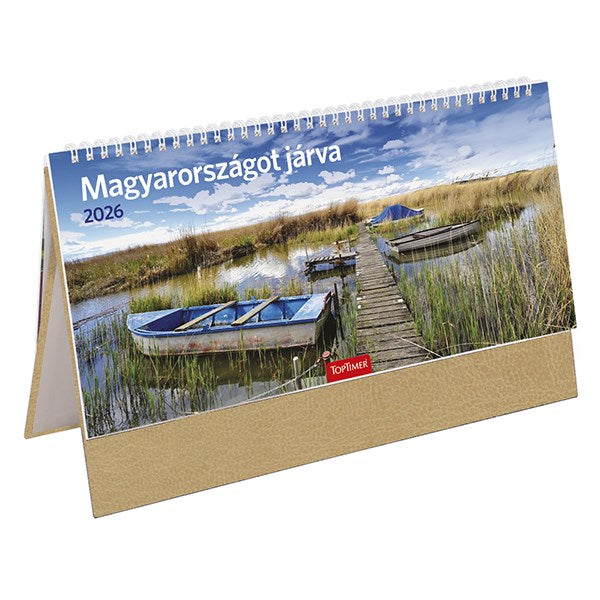 Asztali naptár képes TOPTIMER T056 álló fehér lapos Magyarországot járva bézs 2026. kép