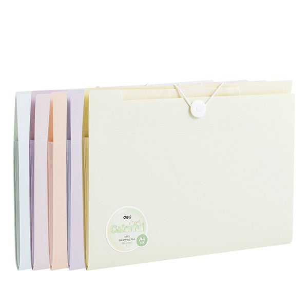 Harmónika mappa DELI Colorful A/4 PP 8 rekeszes vegyes pasztell színekben kép