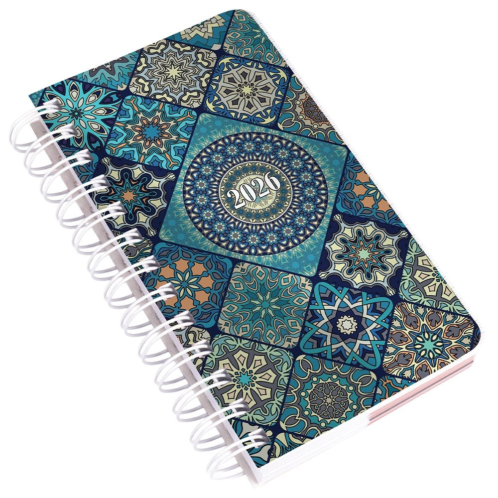 Határidőnapló REALSYSTEM SP5 spirál A/6 napi fehér lapos mozaik 2026. kép