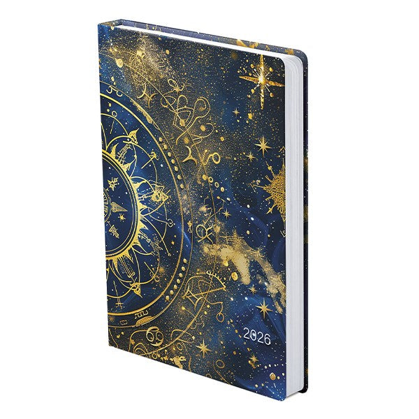 Határidőnapló TOPTIMER Joy J022 B/6 napi fehér lapos Horoszkóp metalizált arany 2026. kép