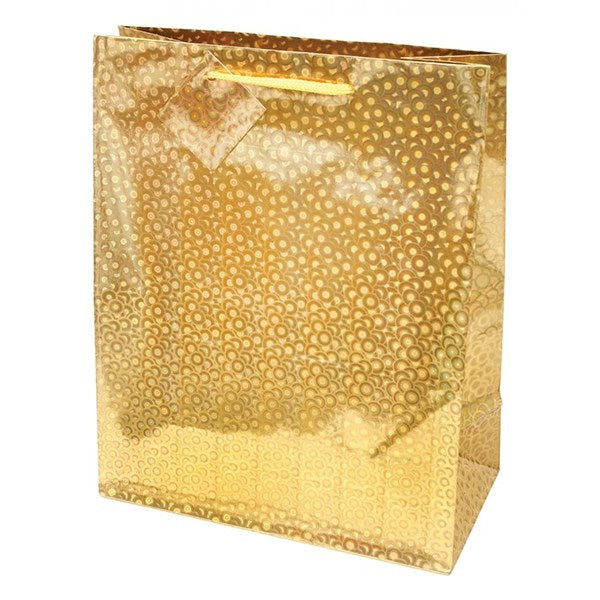 Dísztasak CREATIVE Special Hologram L 26x32x12 cm egyszínű arany sodort füles kép