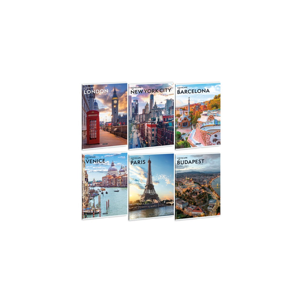 Füzet iskolai A4, 40lap, vonalas Ars Una CITYSCAPE 10db/csomag kép