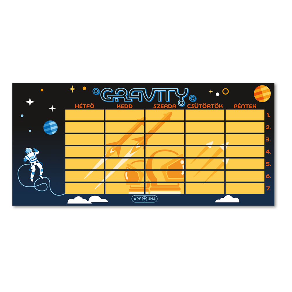 Órarend egylapos fiús, Ars Una GRAVITY 25db/csomag kép