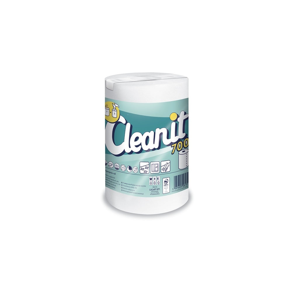 Háztartási papírtörlő kéztörlő 2 rétegű 476 lapos 6 tekercs/karton Cleanit 700 Lucart_821724 kép