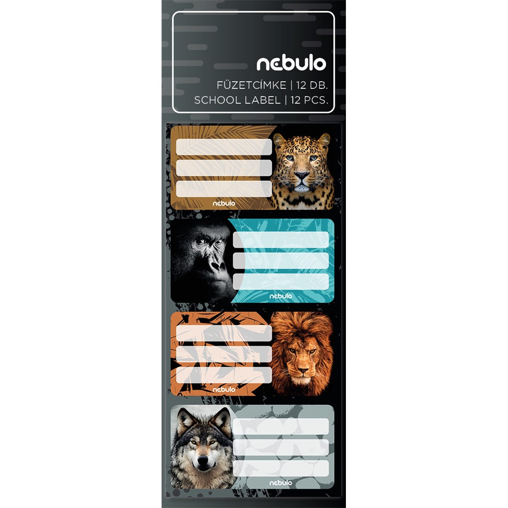 Füzetcímke 12db-os, Vadállatok, vegyes minták, Nebulo kép