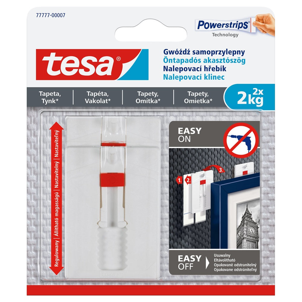 Akasztószög öntapadó állítható, érzékeny felületekhez 2 kg teherbírású 2 darab/bliszter Tesa Powerstrips kép