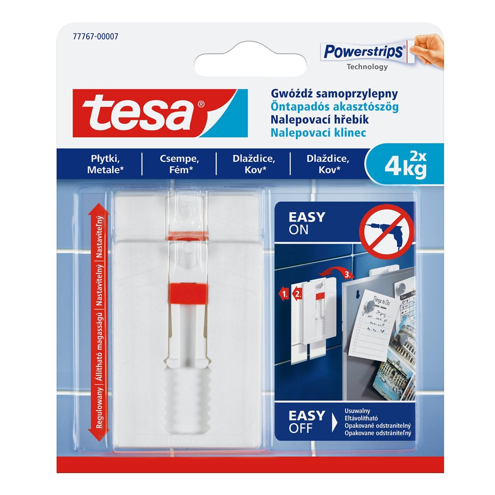Akasztószög öntapadós, állítható sima felületekhez 4 kg teherbírás 2 darab/bliszter Tesa Powerstrips kép