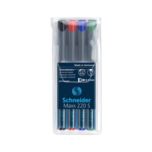 Alkoholos marker OHP 0,4mm tűhegyű Schneider Maxx 220 S 4 klf. szín kép