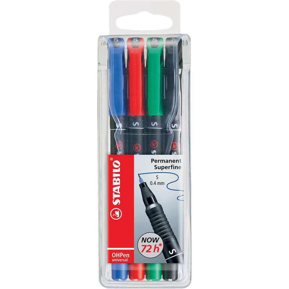 Alkoholos marker készlet 0,4mm, STABILO OHPen S, 4 klf. szín kép