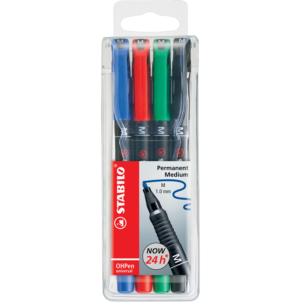 Alkoholos marker készlet 1mm, STABILO OHPen M, 4 klf. szín kép