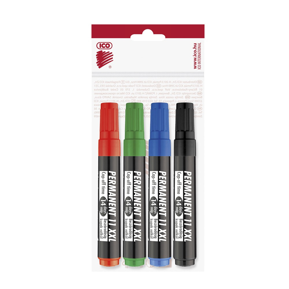 Alkoholos marker készlet, 3mm, kerek hegyű Ico 11XXL, 4 klf.szín kép