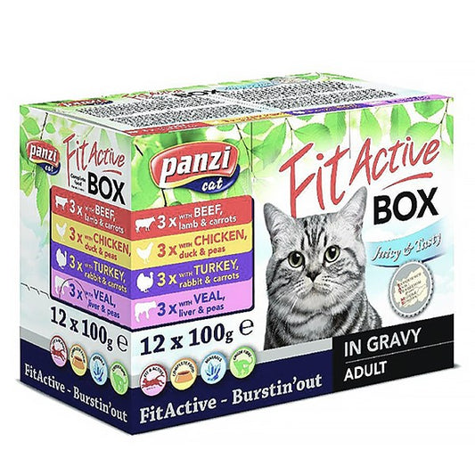 Állateledel alutasakos PANZI FitActive FitaBox macskáknak 12*100 g