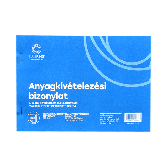 Készletkivételezési bizonylat A5, 25x4lapos 8 tételes B.12-114 Bluering® kép