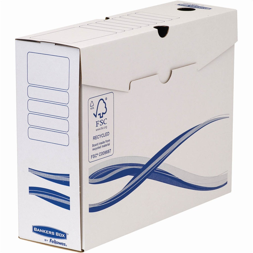 Archiváló doboz A4+, 100mm, Fellowes® Bankers Box Basic, 10 db/csomag, kék-fehér kép