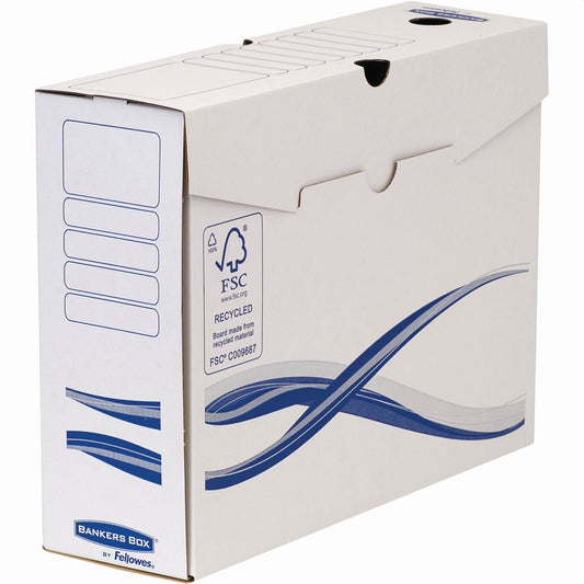 Archiváló doboz A4+, 100mm, Fellowes® Bankers Box Basic, 10 db/csomag, kék-fehér kép