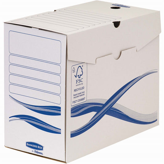 Archiváló doboz A4, 150mm, Fellowes® Bankers Box Basic, 10 db/csomag, kék-fehér kép
