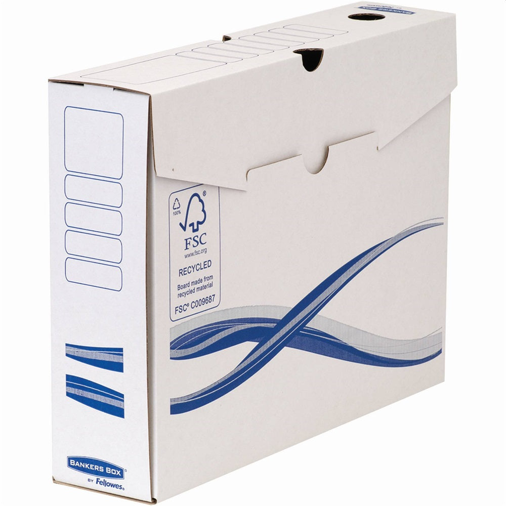 Archiváló doboz A4, 80mm, Fellowes® Bankers Box Basic, 10 db/csomag, kék-fehér kép
