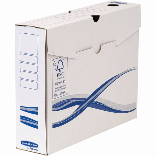 Archiváló doboz A4, 80mm, Fellowes® Bankers Box Basic, 10 db/csomag, kék-fehér kép